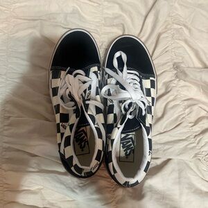 Platform Vans Black and White Checkerboard Shoes